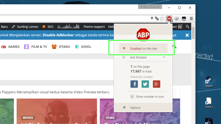 Cara Mematikan / Disable Pemblokir Iklan (Adblock) untuk Mendukung
