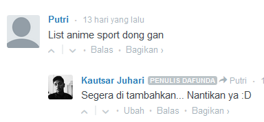 Minta Anime Sport versi dafunda #Otaku