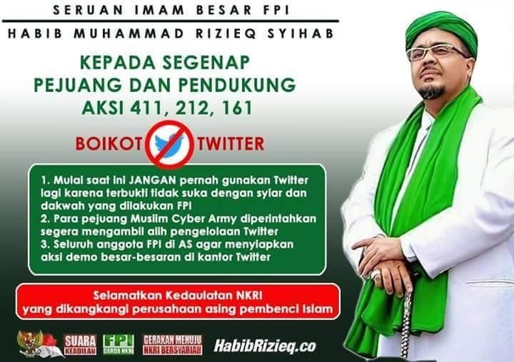 Seruan Boikot Twitter oleh FPI