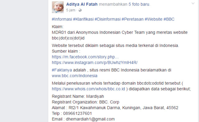 Pembongkar Hack palsu BBC Aditya Al Fatah