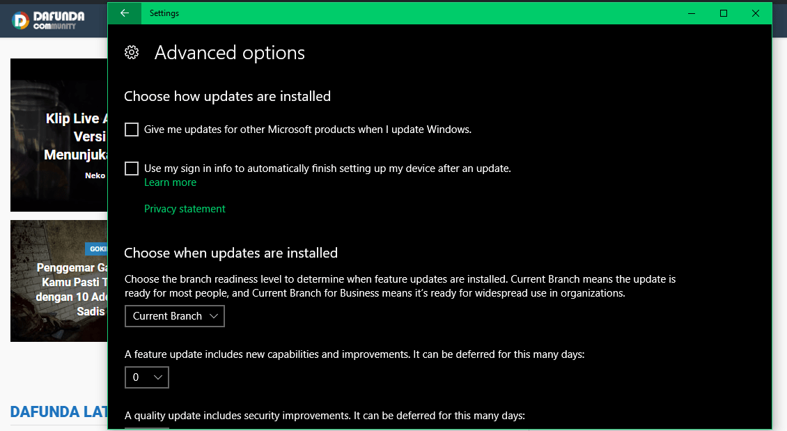 Konfigurasi Windows Update 