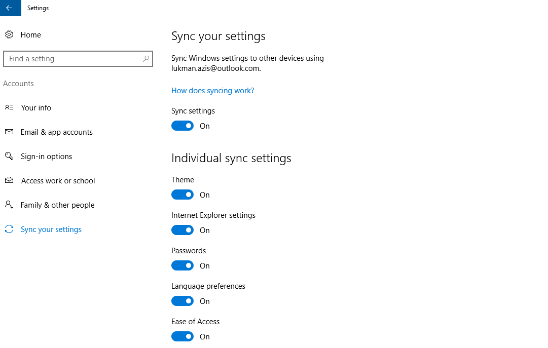 Nonaktifkan Windows 10 Sync 