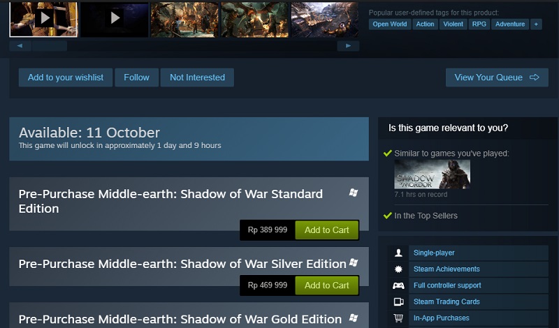 Kapan Middle Earth Shadow of War rilis di Indonesia