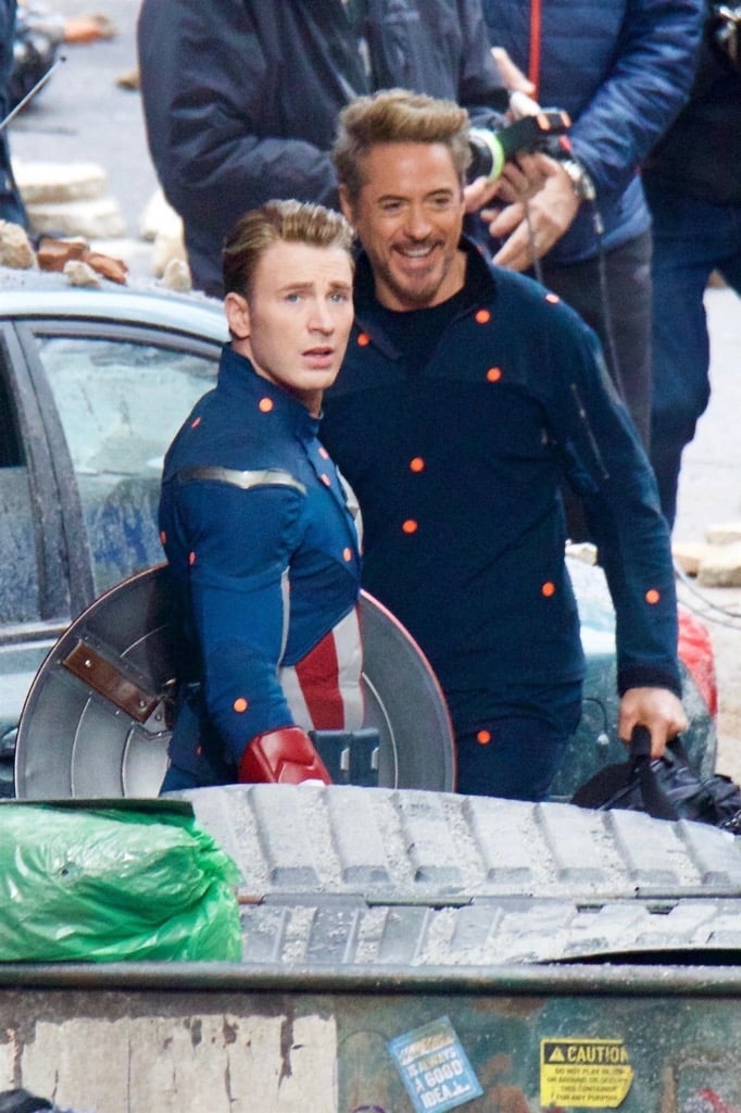 *EXCLUSIVE* Chris Evans Sports His Old Captain America Costume On The Set Of 'Avengers 4'