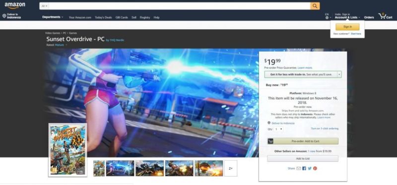 Sunset Overdrive listing appears in SteamDB