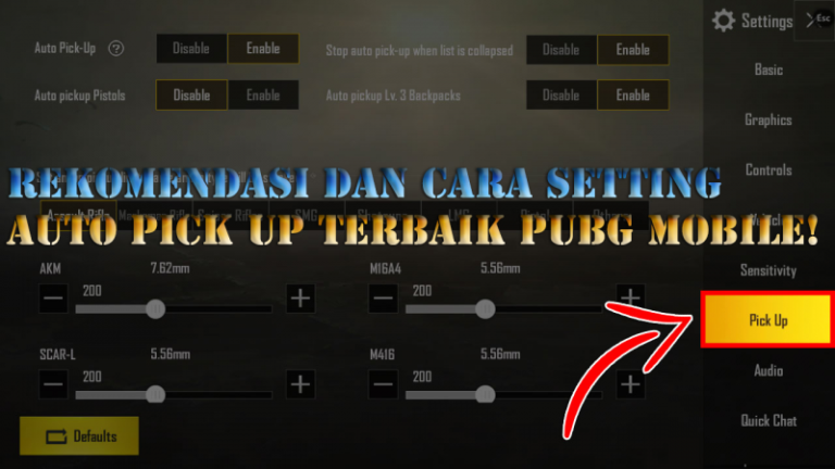 Rekomendasi dan Cara Setting Auto Pick Up Terbaik PUBG Mobile!