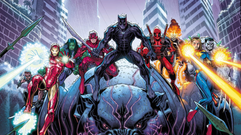 Black Panther Pimpin Para Superhero dalam Cover War of the Realms #5