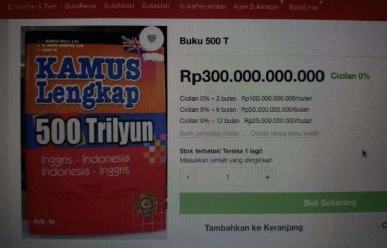 Gila Abis, Buku Ini Dijual Dengan Harga 300 Miliar Di Bukalapak