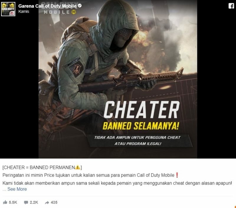 Garena Bakal Banned Cheater Call of Duty Mobile Selamanya ... - 