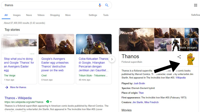 Jari Thanos Di Mesin Pencari Google