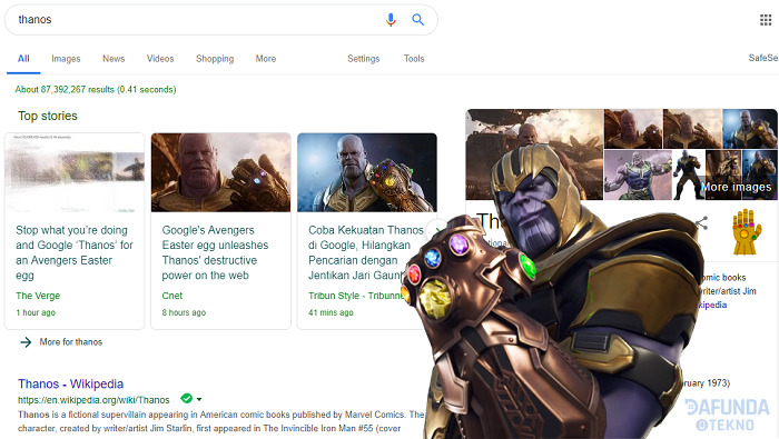 Jentikan Jari Thanos Di Mesin Pencariang Google