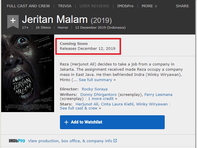 Jadwal Tayang Jeritan Malam