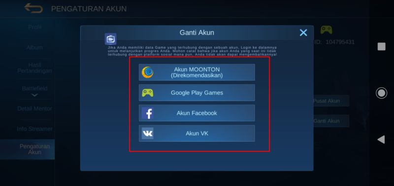 How to Change Mobile Legends Account 4