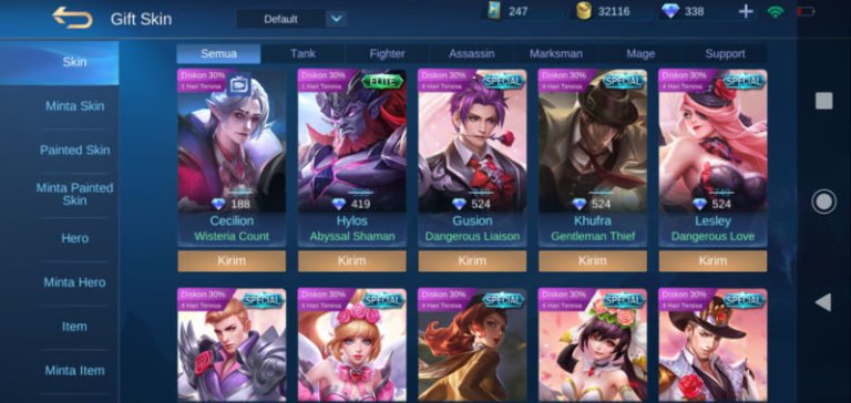 Cara Mengirim Skin Mobile Legends Gratis Tanpa Diamond