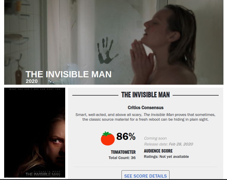 Rating The Invisible Man Rotten Tomatoes