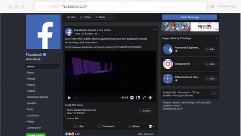 Tampilan Dark Mode Facebook Baru