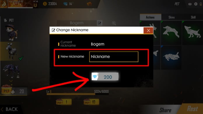 Ganti Nama Pet Free Fire Ff