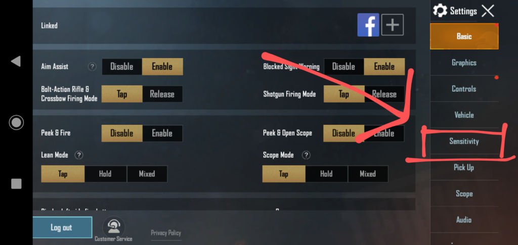 Tab Sensitivity Pubg Mobile