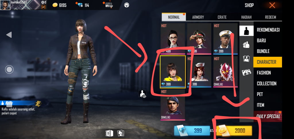 Pilih Karakter Free Fire