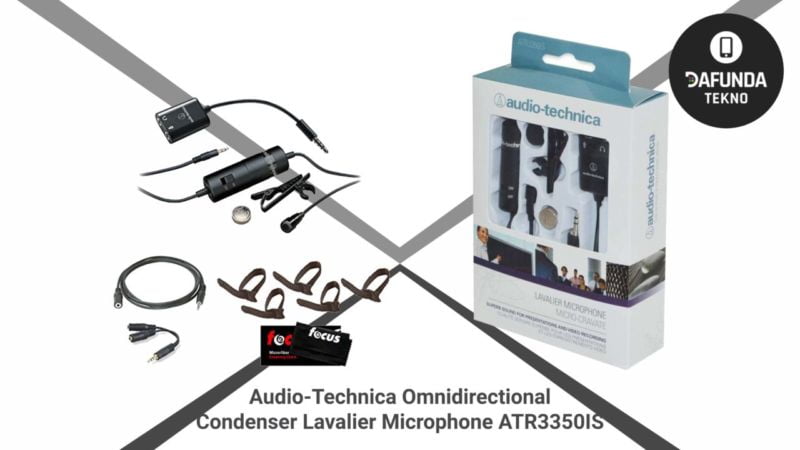 Mic terbaik untuk Kamera DSLR Audio Technica Omnidirectional Condenser Lavalier Microphone Atr3350is