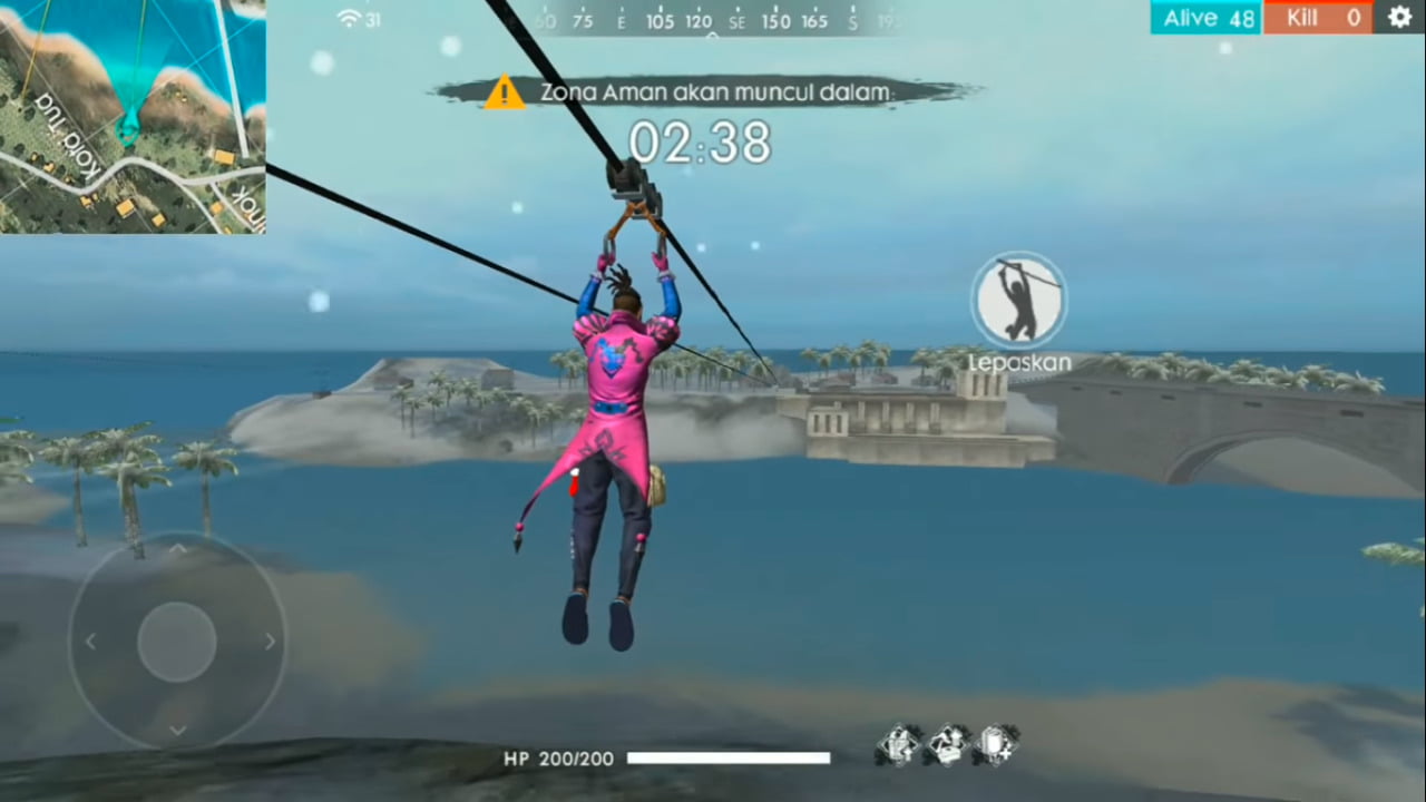 Tips Aman Naik Zipline Free Fire