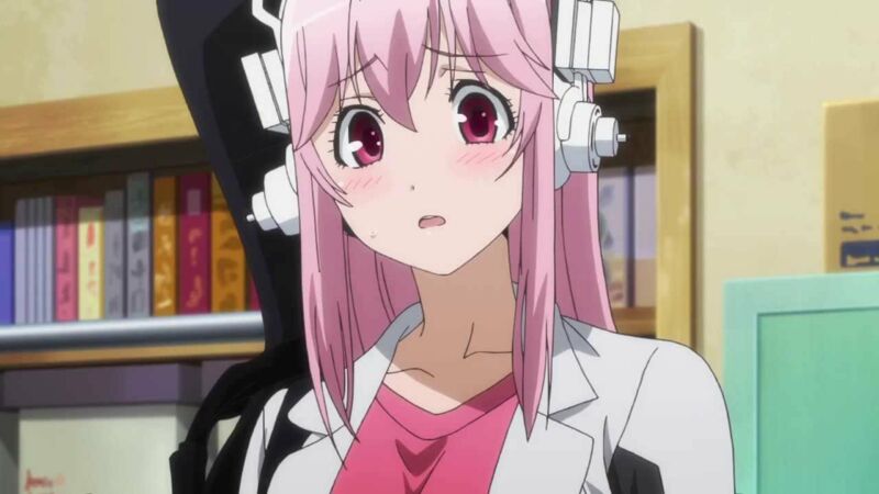 anime character wearing Super Sonico headphones