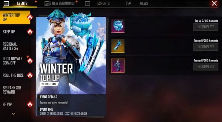 winter top-up event ff