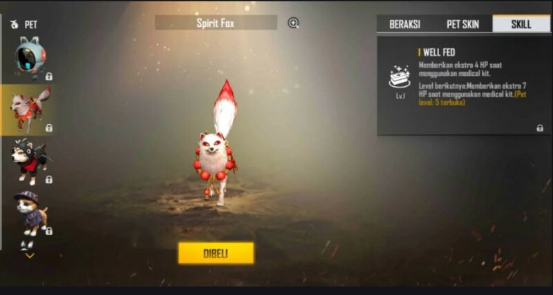 pet terbaik clash squad free fire- Spirit Fox