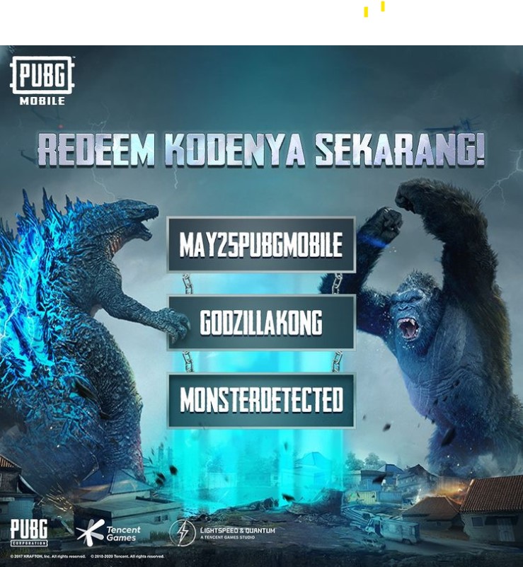 Kode Redeem Pubg Mobile Godzilla Vx Kong