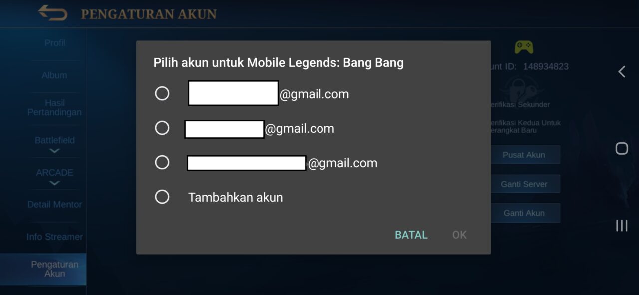 cara hapus akun mobile legends