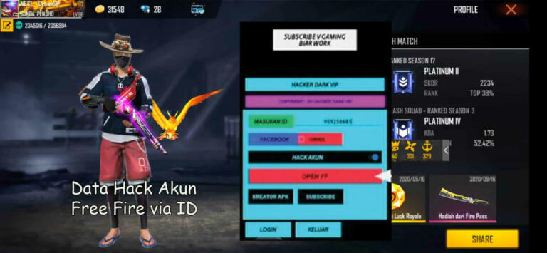 Data Hack Akun Free Fire Via Id