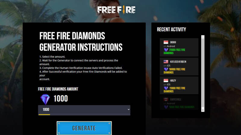 Free Fire Generator Diamond Instructions 1