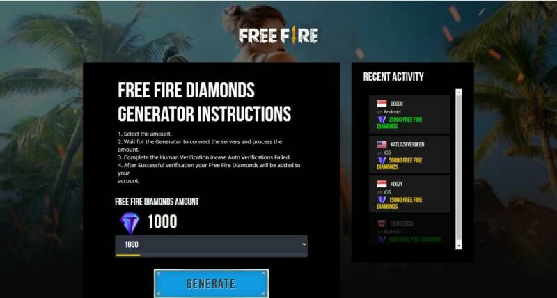 Free Fire Generator Diamond Instructions