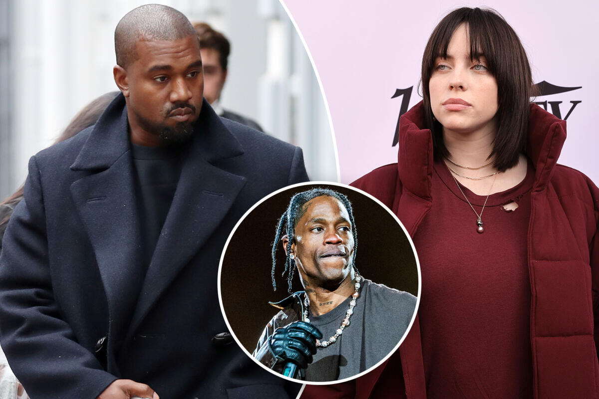 Kanye West Sebut Billie Eilish Sindir Travis Scott Saat Menolong Penggemar Di Konsernya 1 Kanye West, Billie Eilish, dan Travis Scott | New York Porst