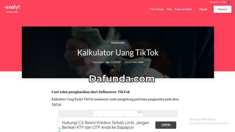Exolyt.com Tiktok, Cara Mudah Hitung Penghasilan TikTok