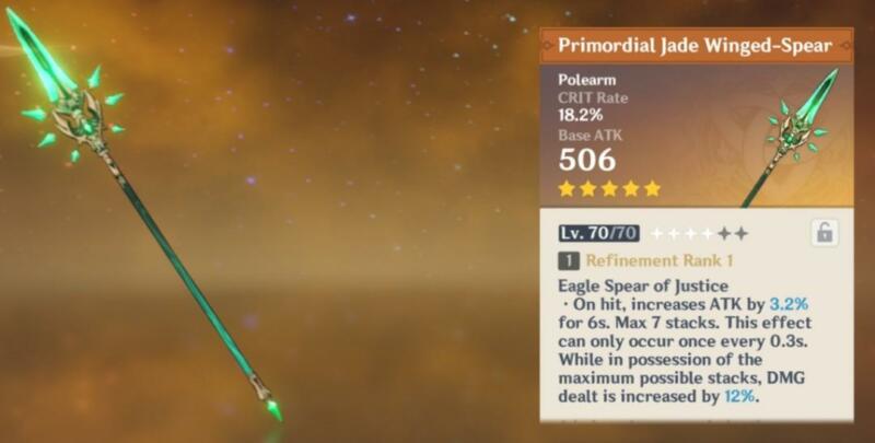 Primordial Jade Winged Spear | Senjata yang cocok digunakan Xiao