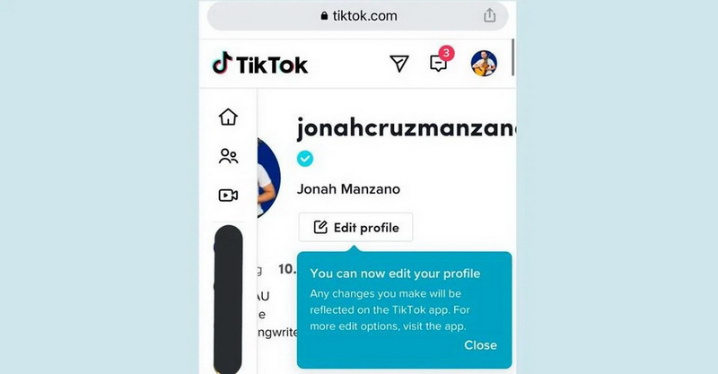 edit profil tiktok PC