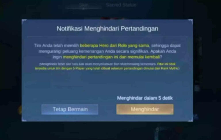 Cara Menggunakan Fitur Batalkan Pertandingan di Mobile Legends