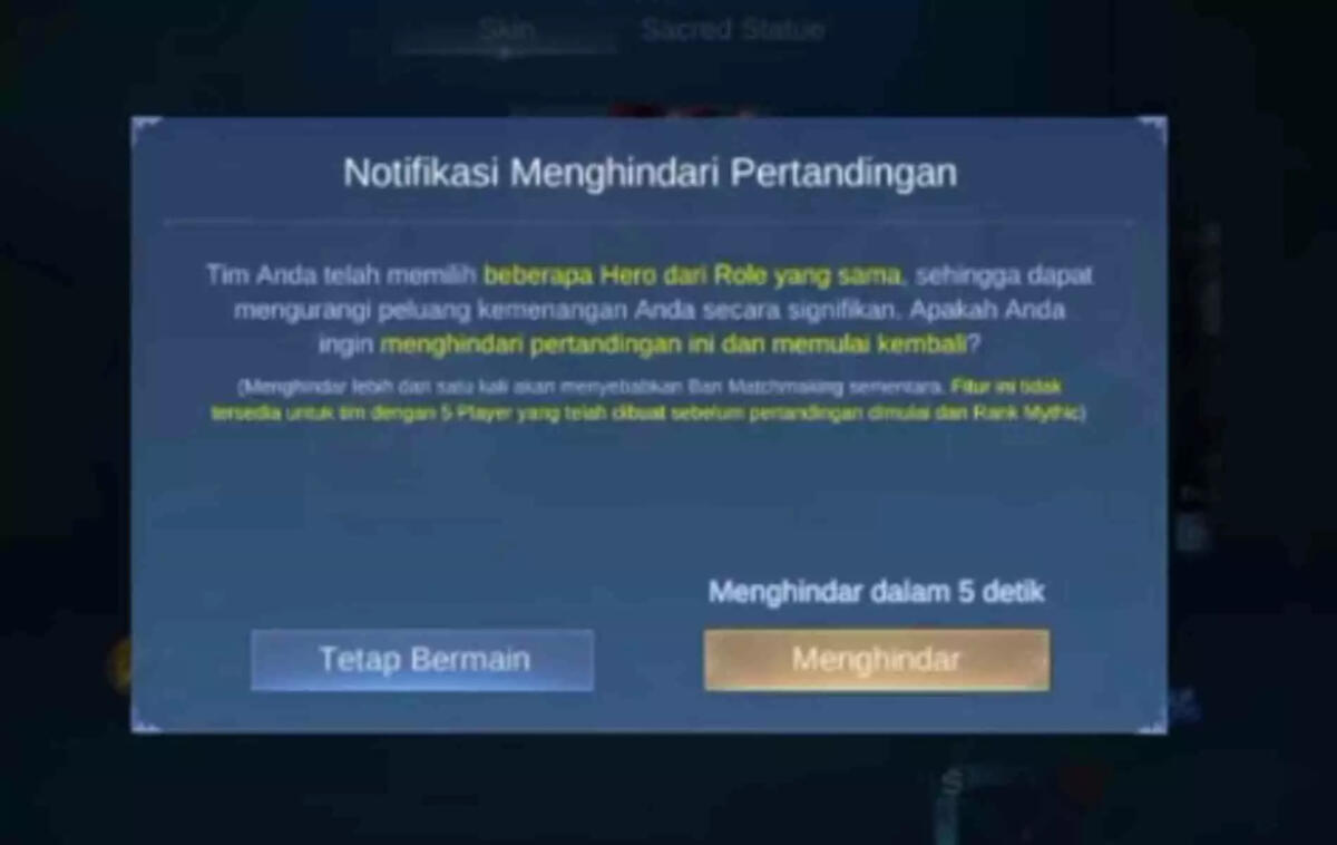 Cara Menggunakan Fitur Batalkan Pertandingan di Mobile Legends