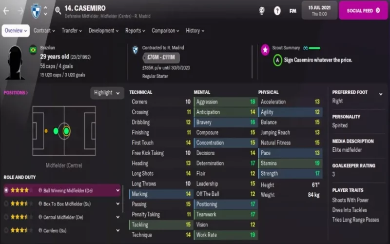 Sports Interactive Football Manager Casemiro