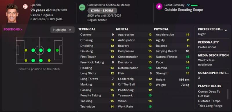 Sports Interactive Football Manager Marcos Llorente