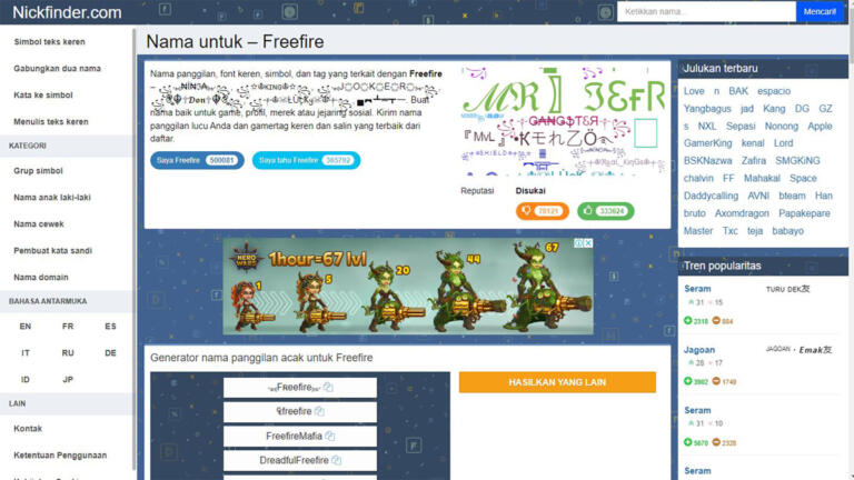 Nickfinder Free Fire, Cara Membuat Nama FF Keren dan Unik! 8 Nickfinder Free Fire, Cara Membuat Nama FF Keren dan Unik!