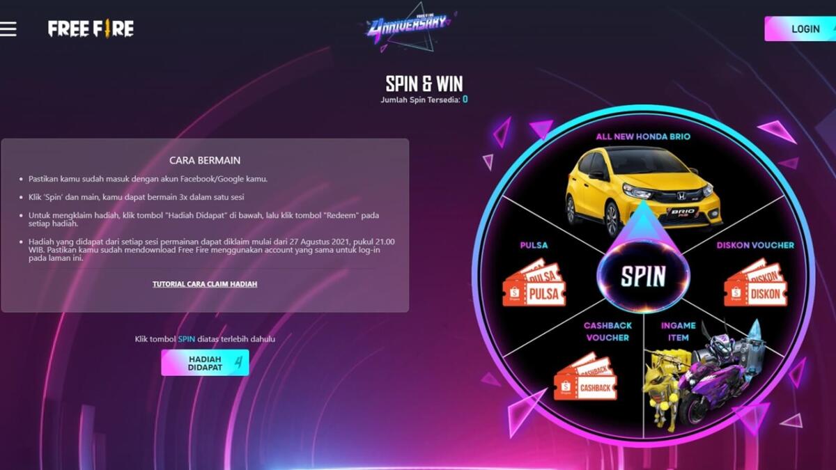 Begini Cara Bermain Free Fire Wheel Spin
