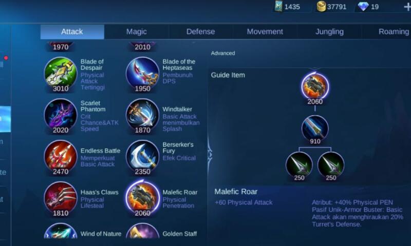 Malefic Roar | item Mobile Legends yang cocok untuk Alucard