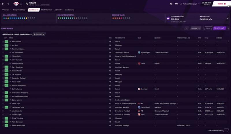 Sports Interactive Football Manager 2022 Backroom Staff