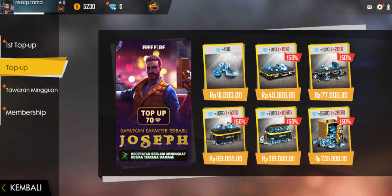 Mendapat Bonus Diamond Saat Pertama Kali Top Up | keuntungan Top Up di Free Fire