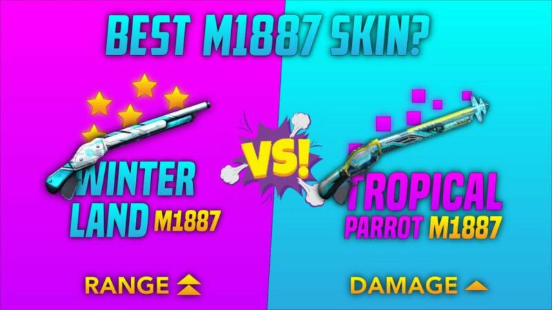 Pri Gaming Youtube Ff Skin M1887 Winterlands Vs Tropical Parrot