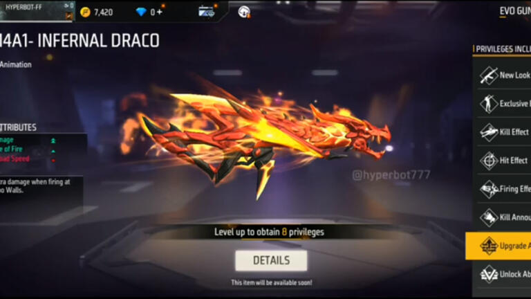 Tampilan Evo Gun M4a1 Infernal Draco Ff