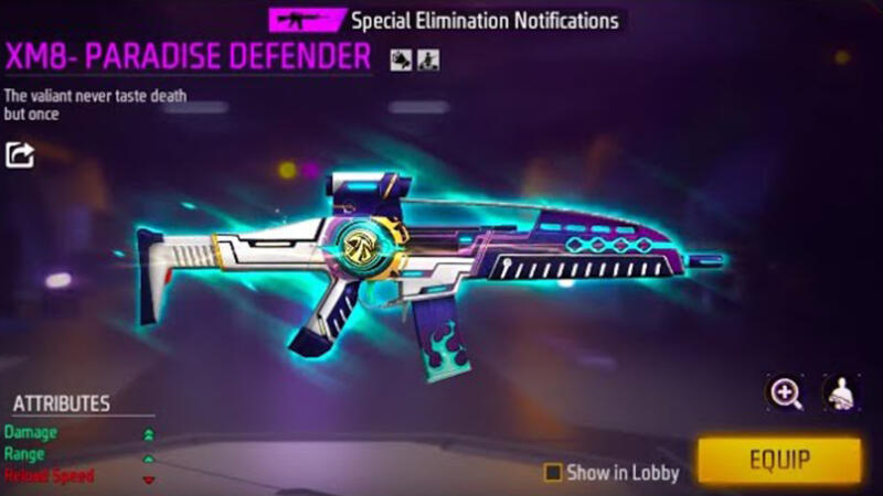 Gun Skin Xm8 Defender Paradise Ff 1