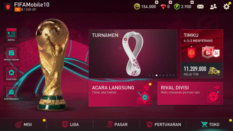 Fifa Mobile World Cup Menu
